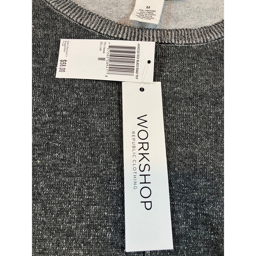 Workshop Womens Grey Knit Short Sleeve Top Size Medium NWT Charcoal Crewneck - Picture 5 of 6